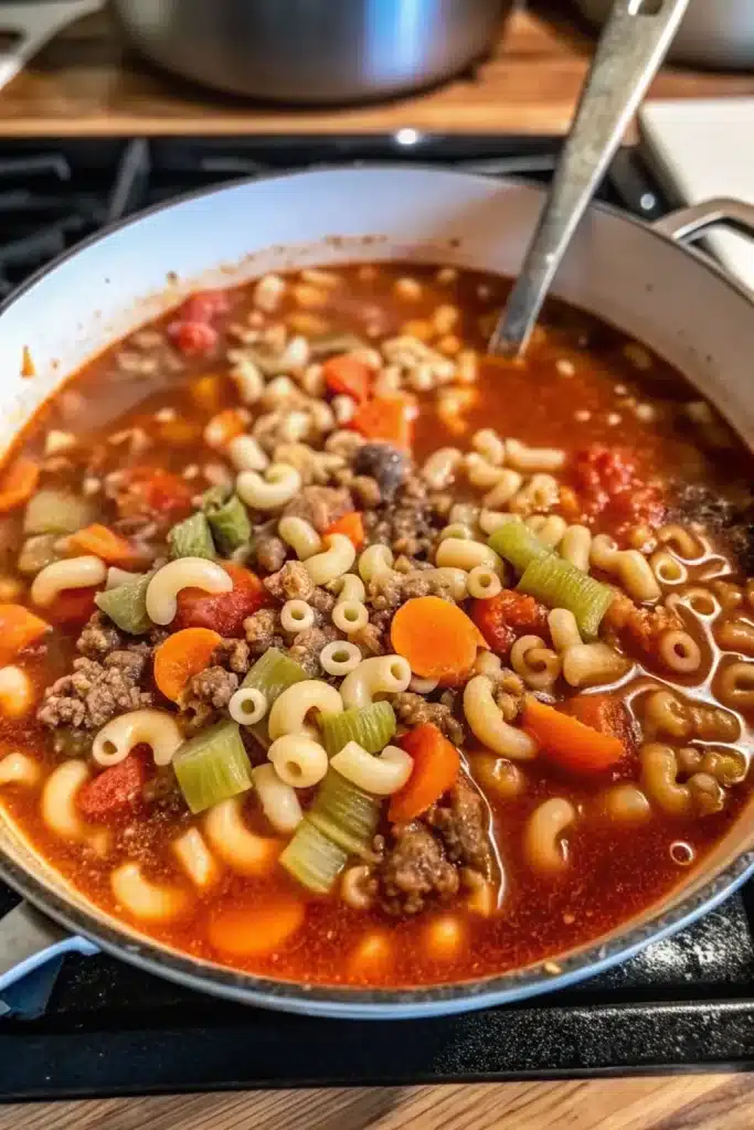 Delicious Hamburger Soup, packed with savory beef, fresh veggies, and robust flavors.