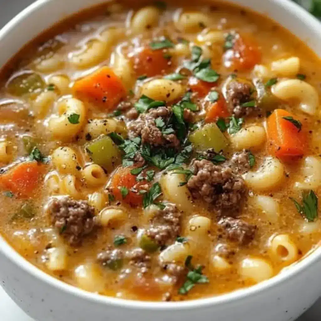 1 one pot macaroni cheeseburger soup 1