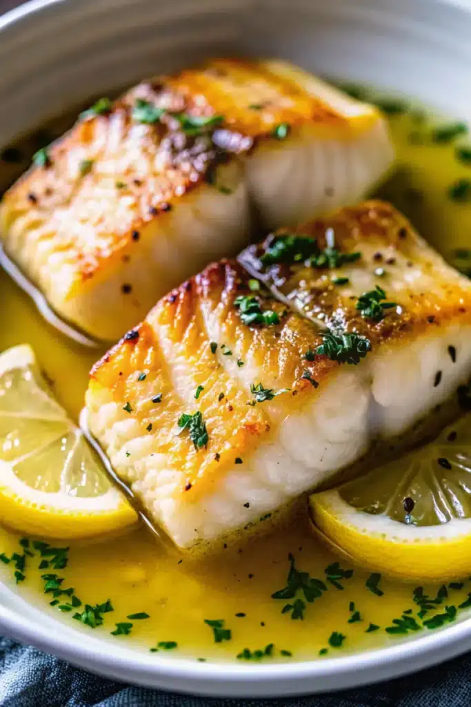 1 pan fried cod with lemon butter sauce 1