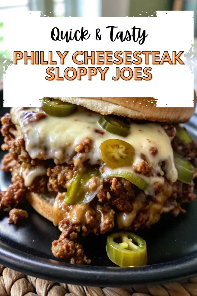 Philly Cheesesteak Sloppy Joes, a savory and cheesy twist on a classic sandwich.