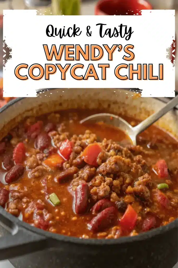 Wendy's Copycat Chili simmered with ground beef, beans, tomatoes, and spices for a hearty and comforting dish.