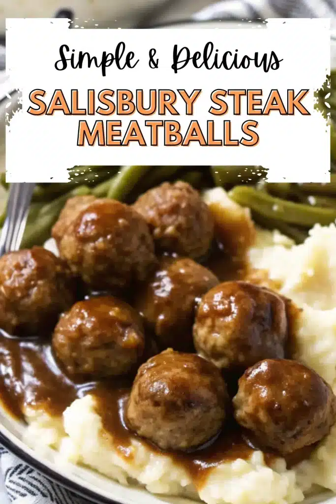 Salisbury Steak Meatballs, tender and flavorful beef meatballs in a rich brown gravy.