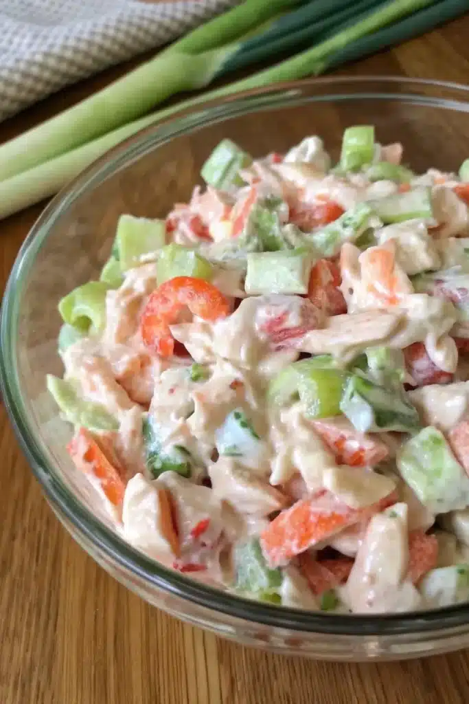 Creamy Seafood Salad, a perfect blend of tender seafood and crisp vegetables.