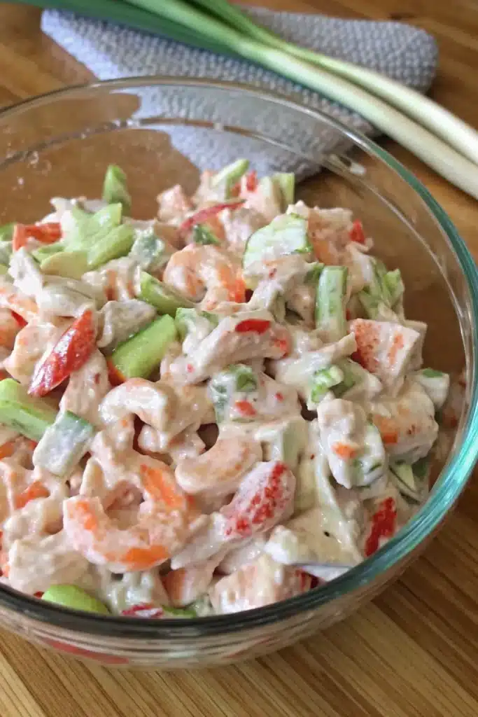 Homemade Seafood Salad with shrimp, crab, and a creamy dressing for a quick and satisfying meal.