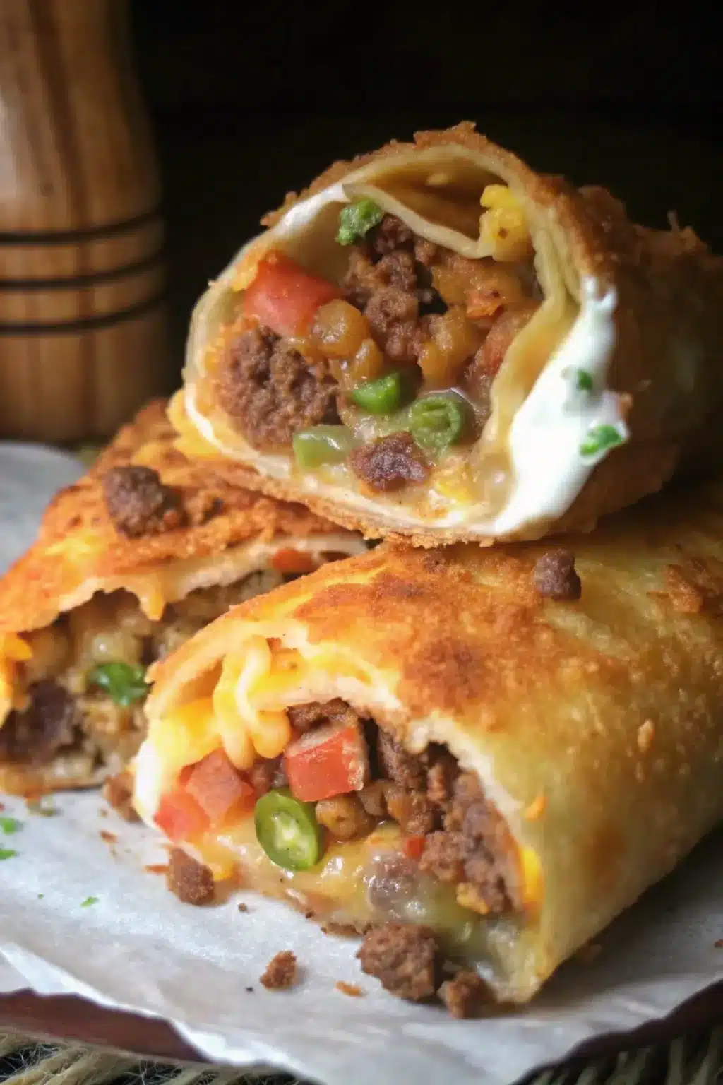 Beef and Cheese Chimichangas