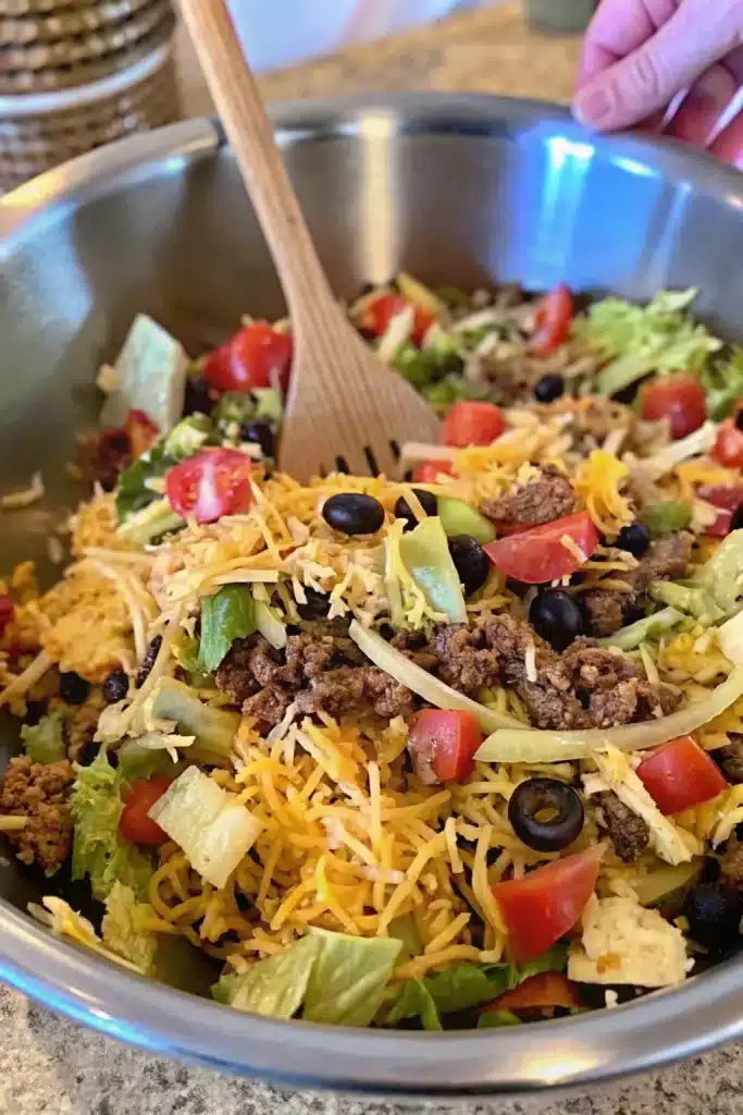 Delicious Taco Salad, a classic recipe combining bold Mexican flavors and fresh ingredients.