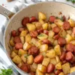Simple Hot Dog and Potato Hash cooked with crispy potatoes, savory hot dogs, and onions for a quick and hearty meal.