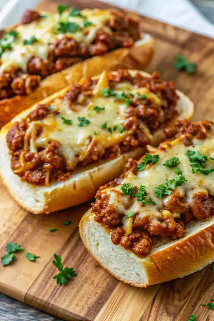 6 cheesy sloppy joe garlic bread 1