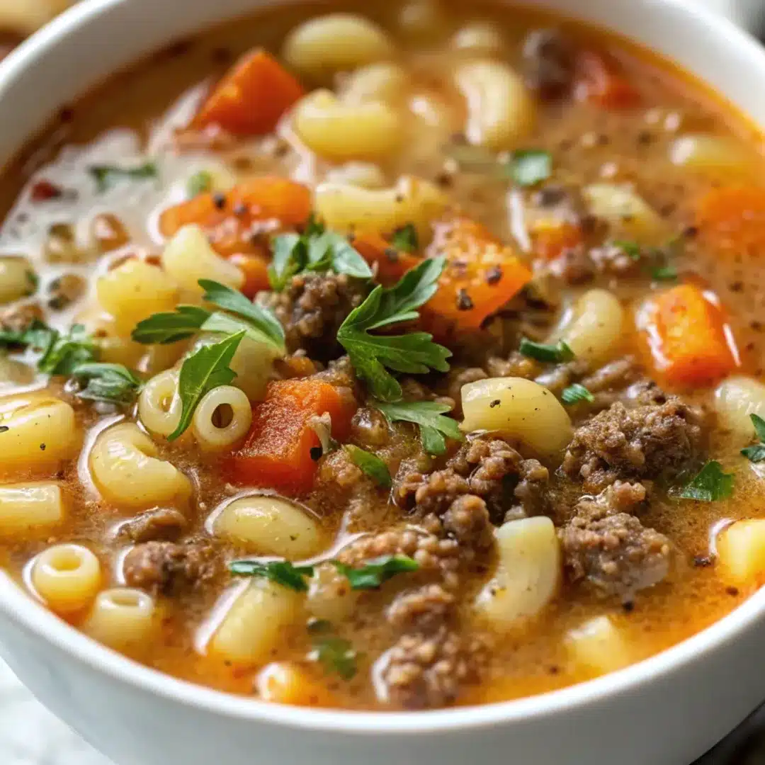 6 one pot macaroni cheeseburger soup 1