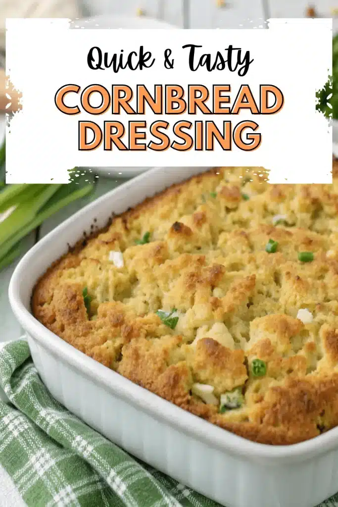 Cornbread Dressing made with moist cornbread, savory seasonings, and herbs for a classic holiday side dish.