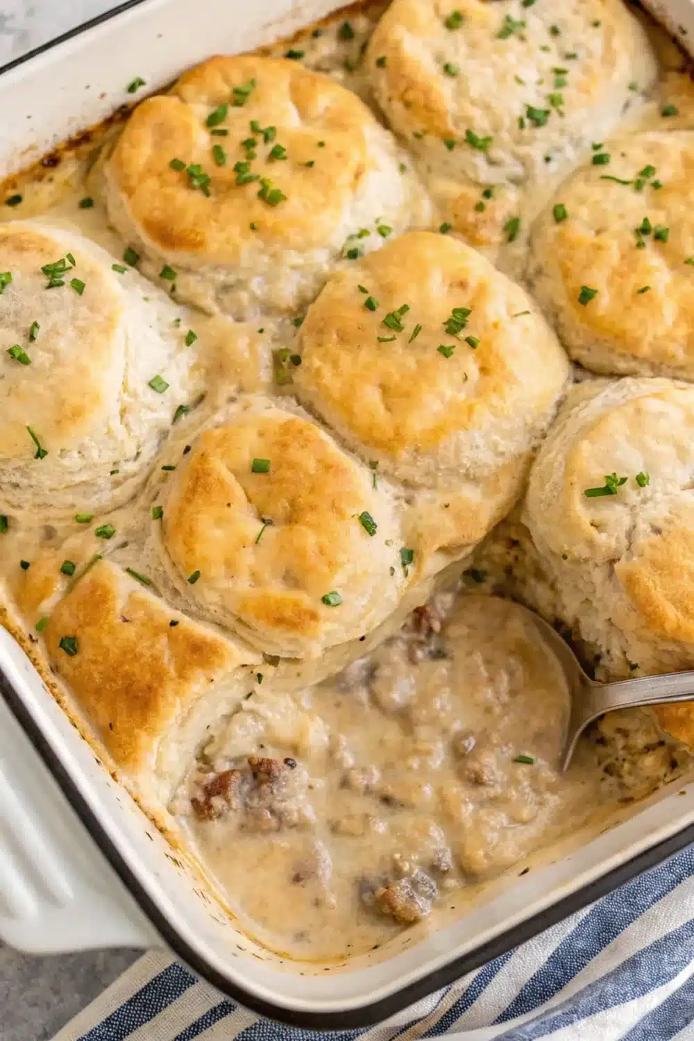 9 biscuits and gravy with sausage and egg breakfast casserole 1