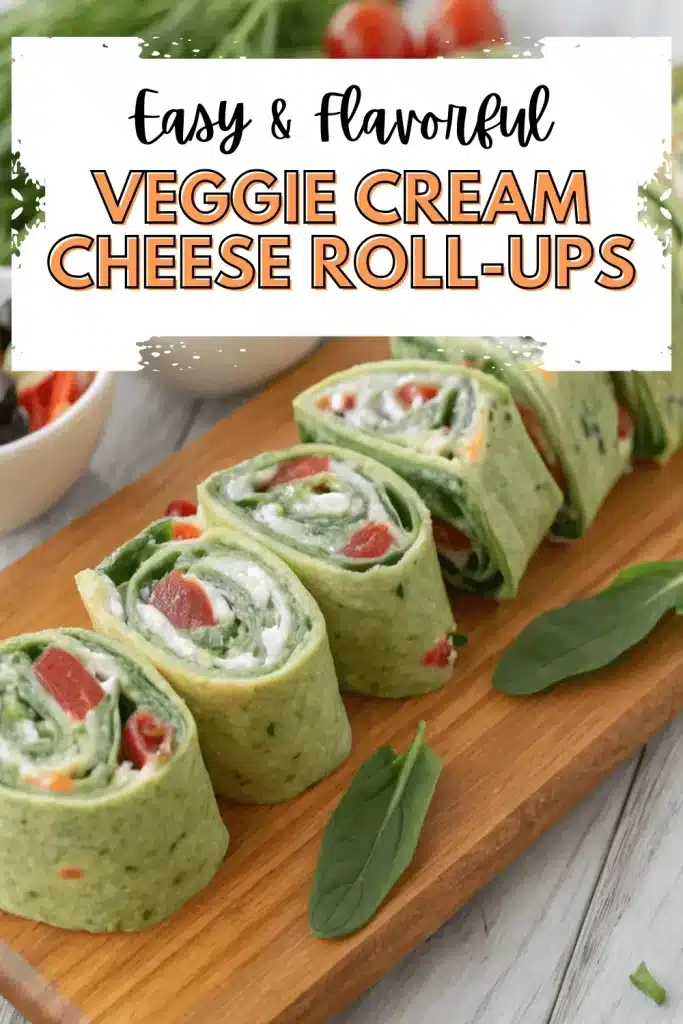 Veggie Cream Cheese Roll-Ups filled with fresh vegetables and creamy cheese for a quick and delicious appetizer or snack.