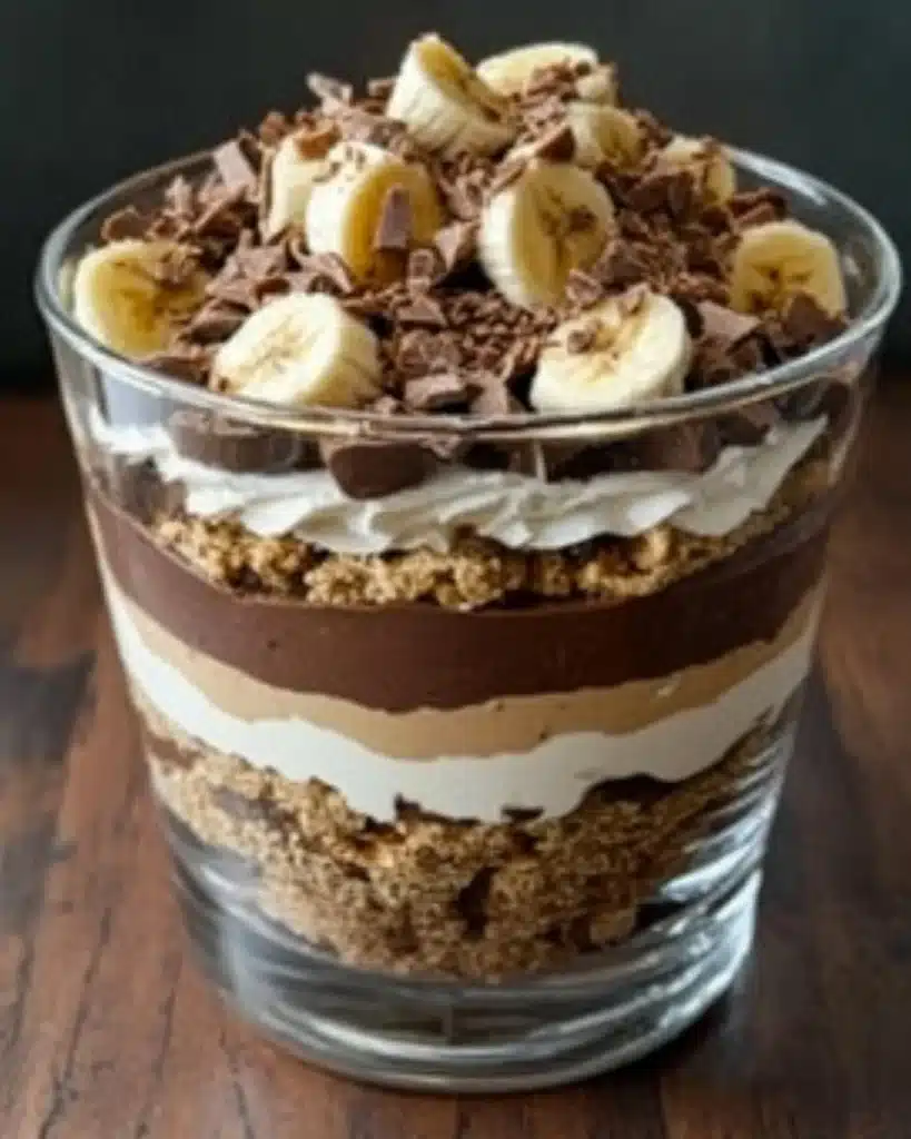 chocolate peanut butter banana cream trifle