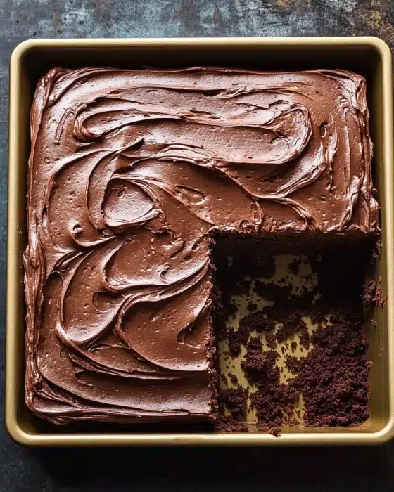 chocolate sheet cake with milk chocolate frosting