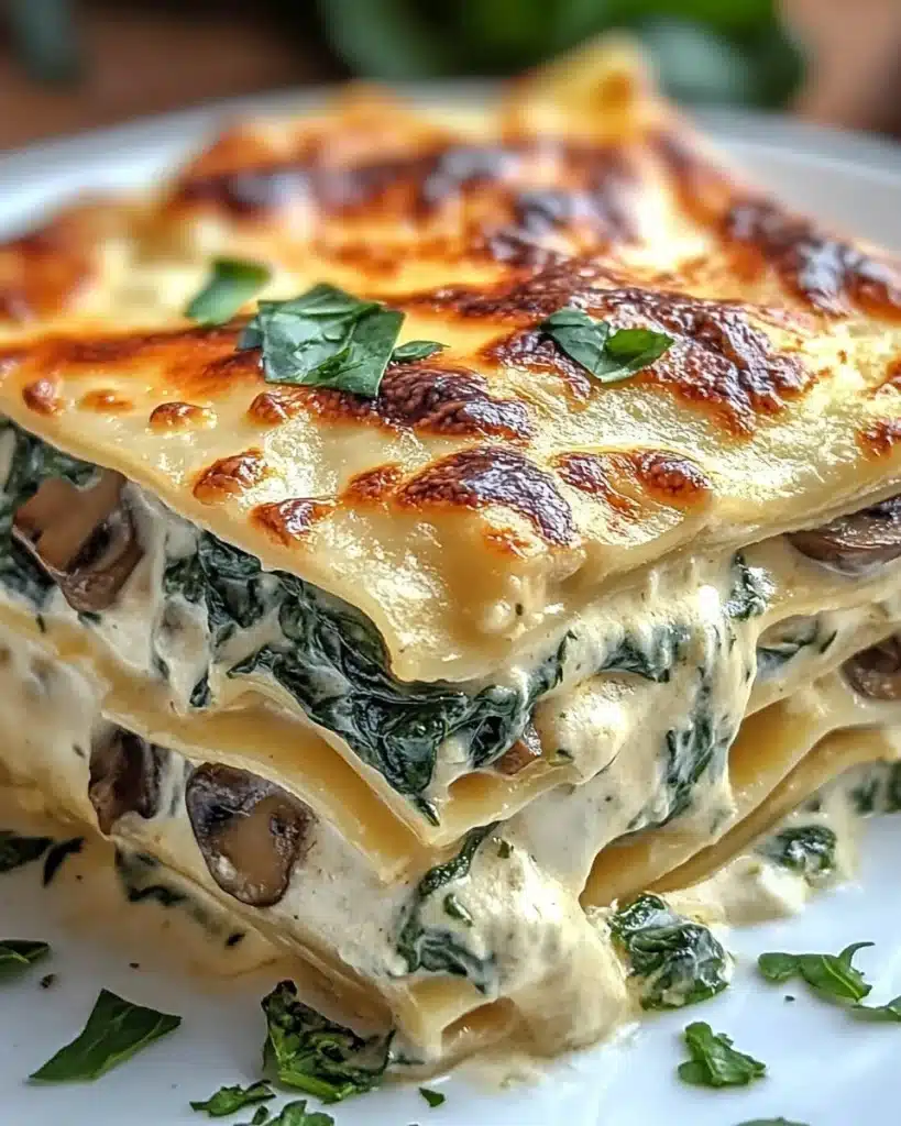 creamy spinach mushroom lasagna