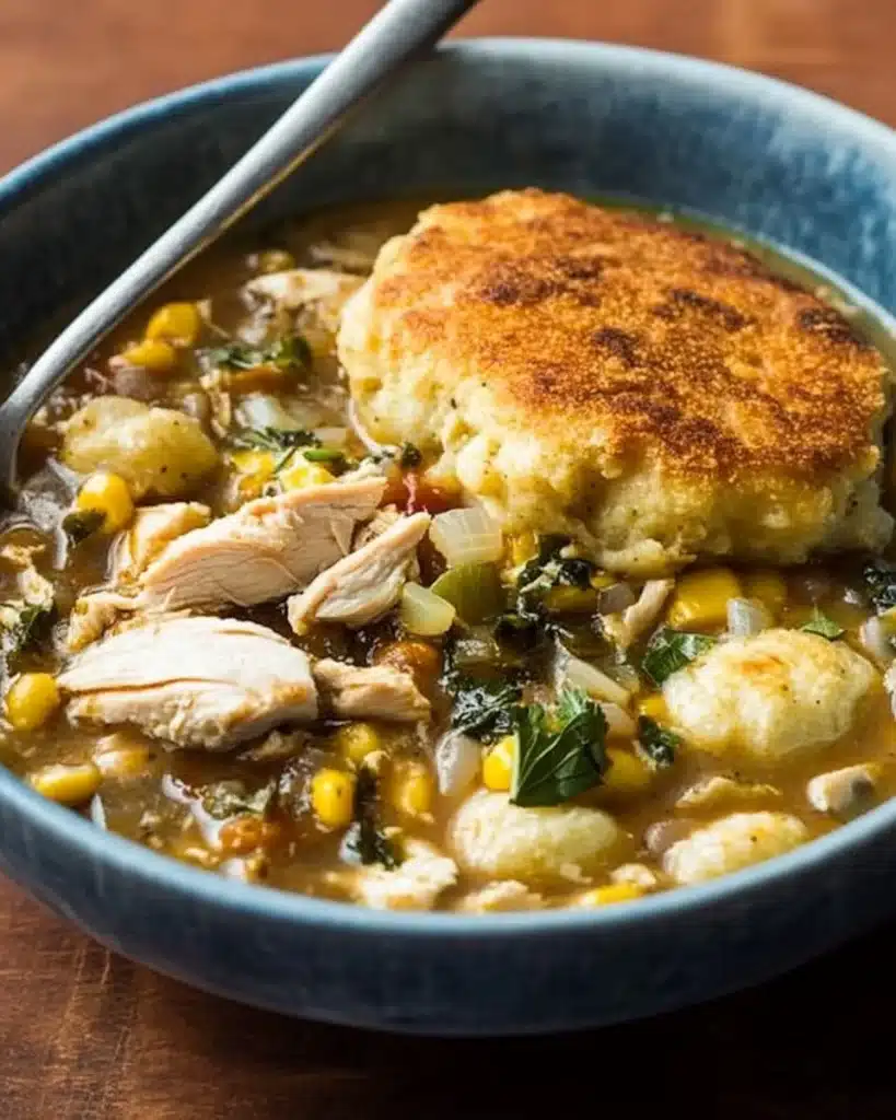 one pot chicken chili with cornmeal dumplings