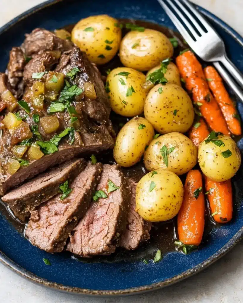 slow cooker classic pot roast with carrots and pot