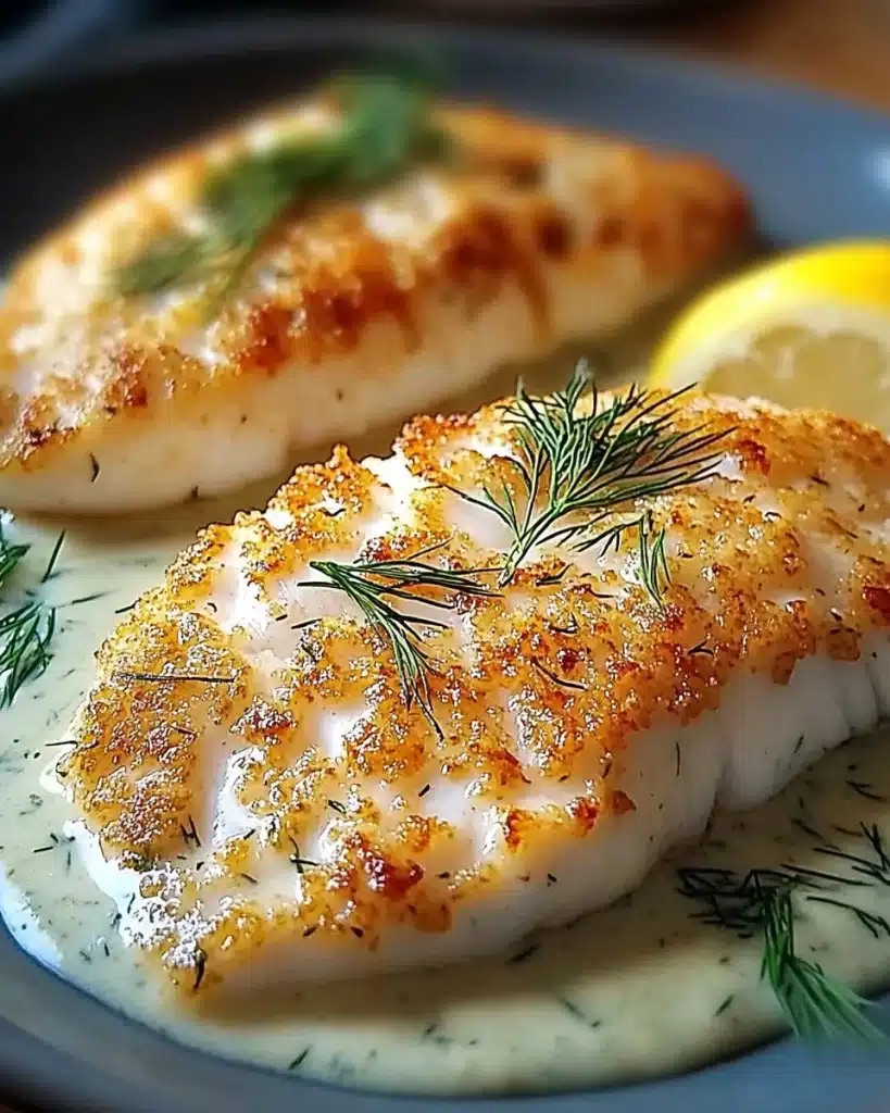 panko crusted fish with lemon dill sauce 1