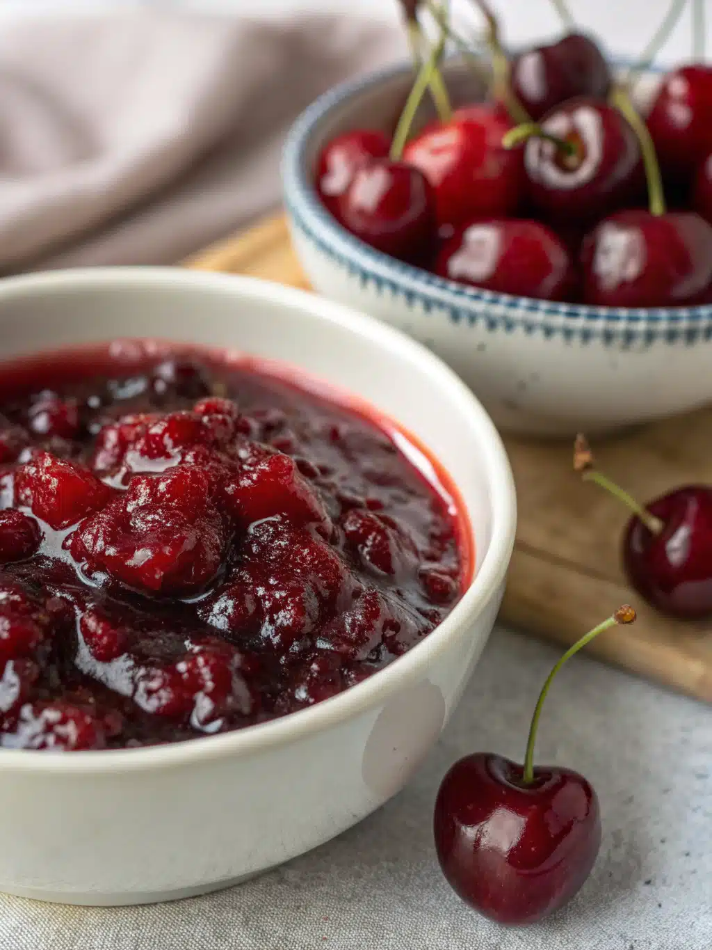 Cherry Jam in Jars