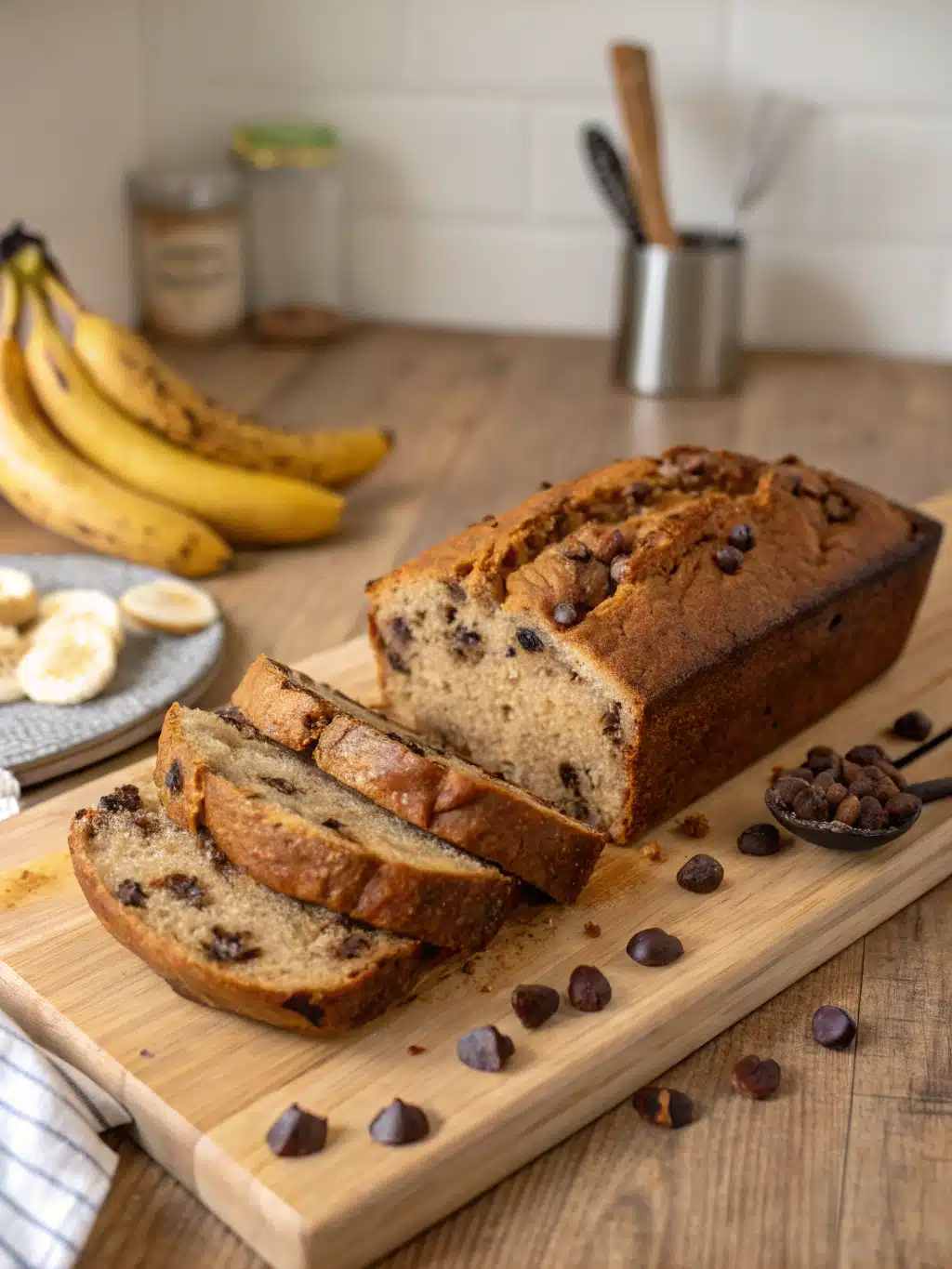 Sliced Chocolate Chip Banana Bread