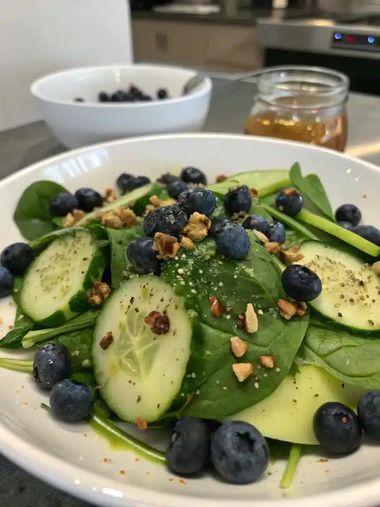 Cucumber Blueberry Spinach Salad