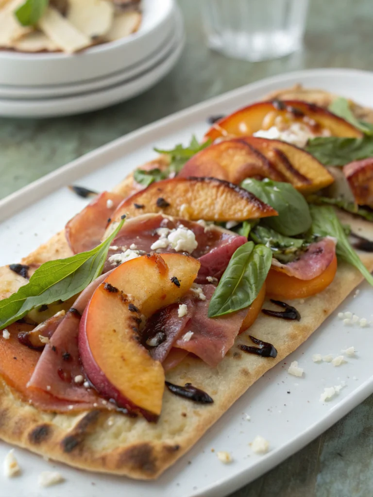 Grilled Peach Prosciutto Flatbread