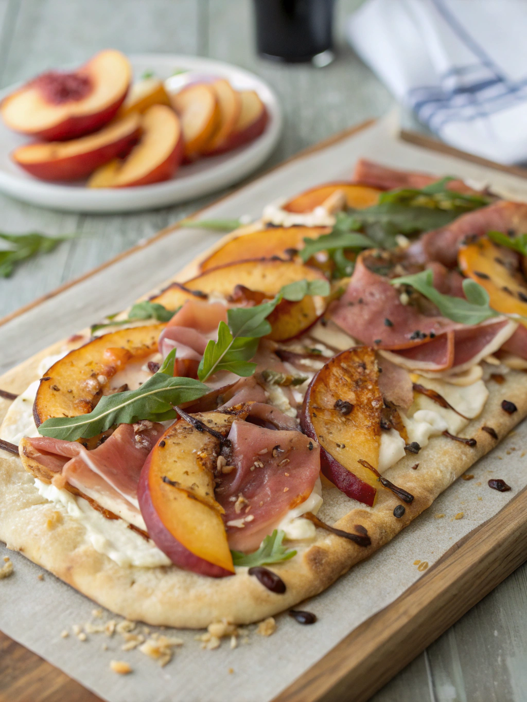 Grilled Peach Prosciutto Flatbread ingredients