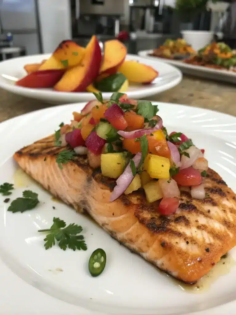Grilled Salmon with Peach Salsa