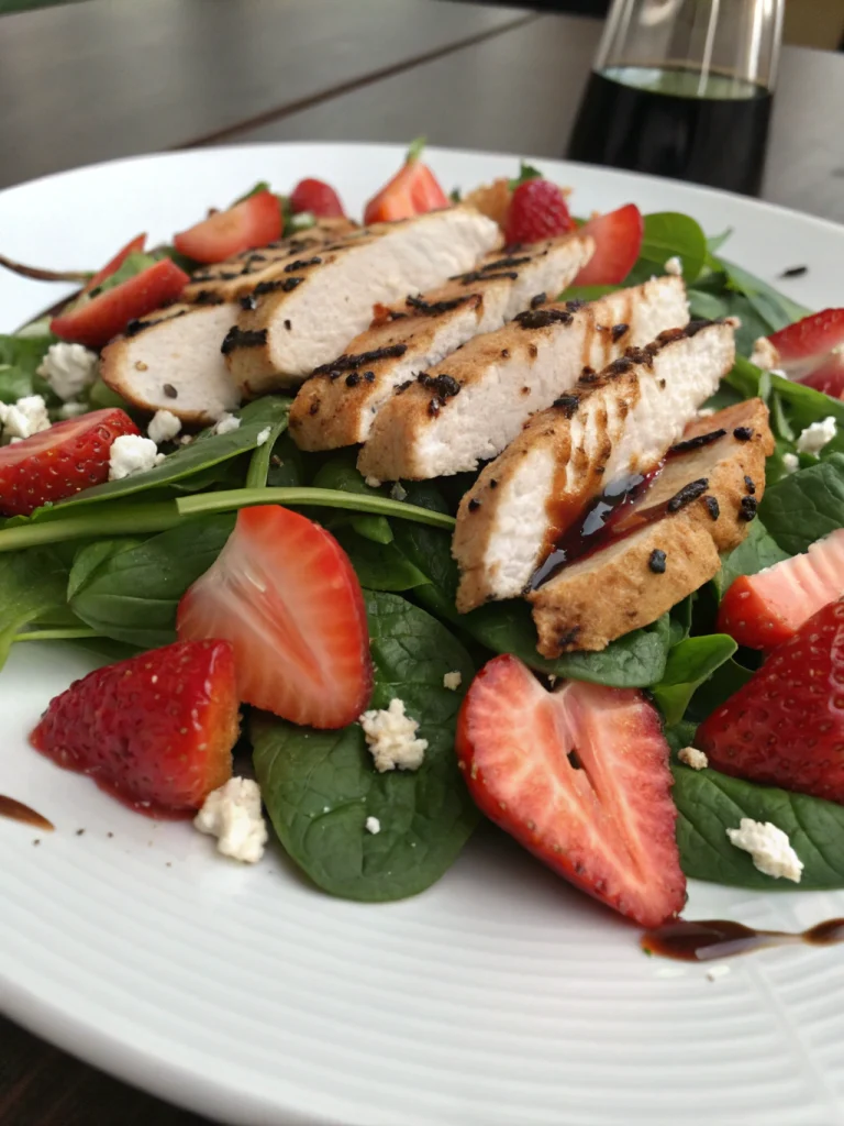 Strawberry Spinach Grilled Chicken Salad