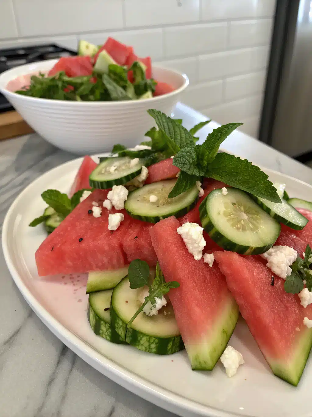 Watermelon Cucumber Salad