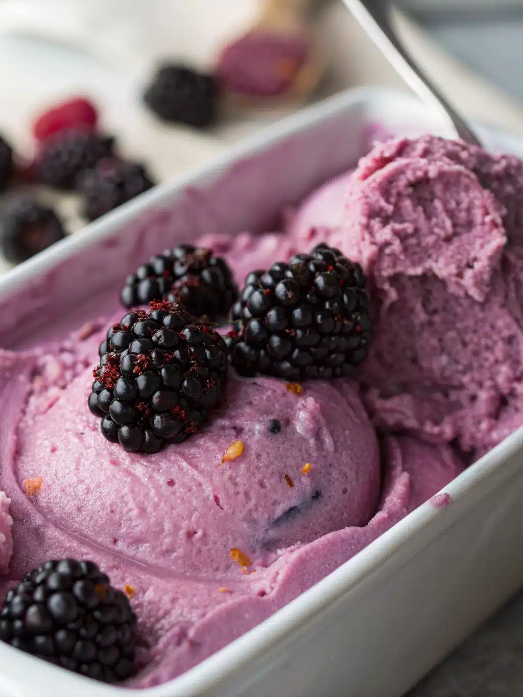 Blackberry Ice Cream in Bowl