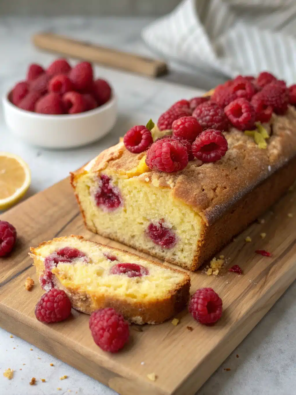 Lemon raspberry loaf cake