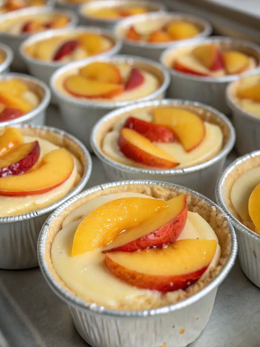 Peach cheesecake cups