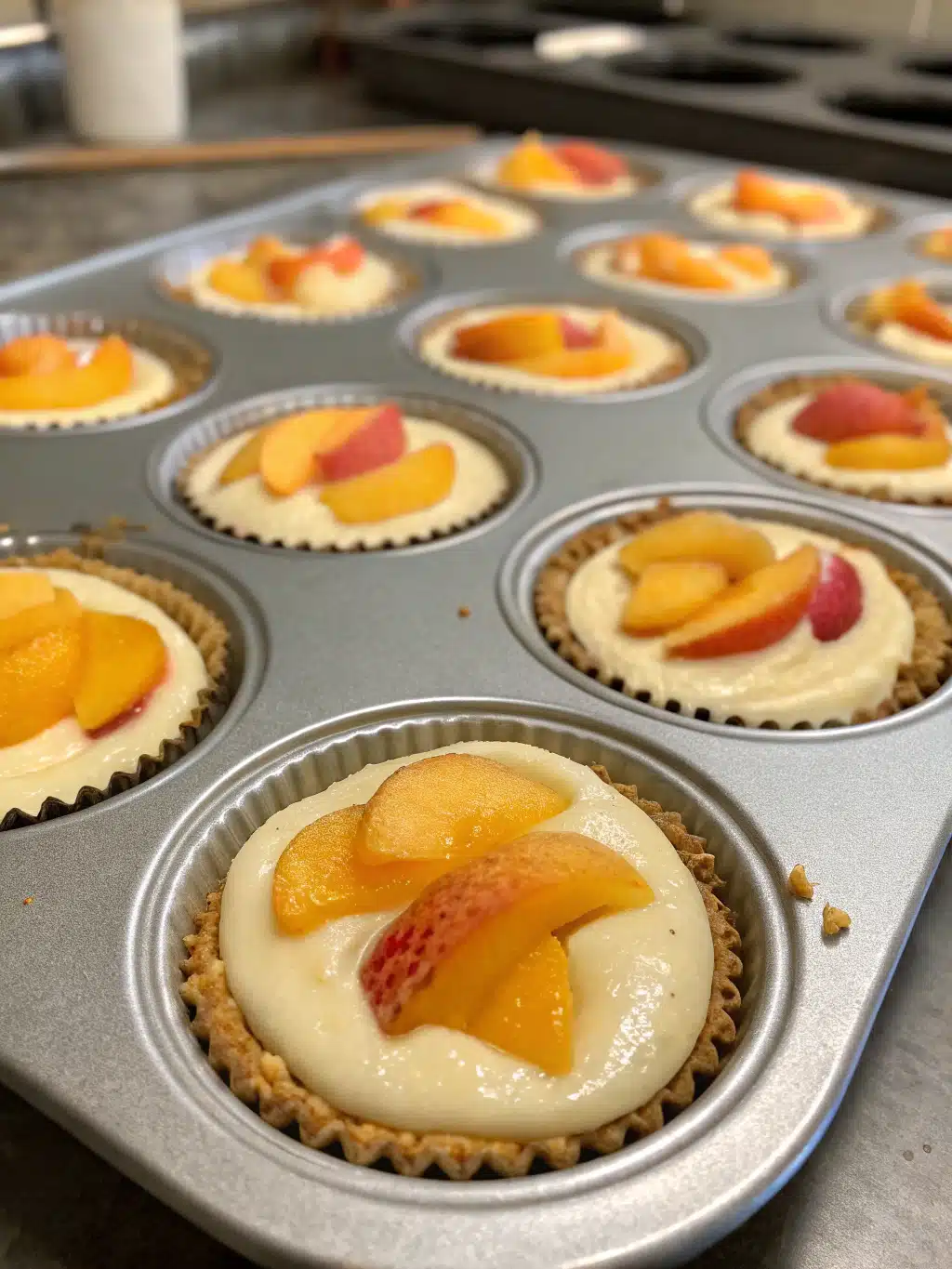 Ingredients for peach cheesecake cups
