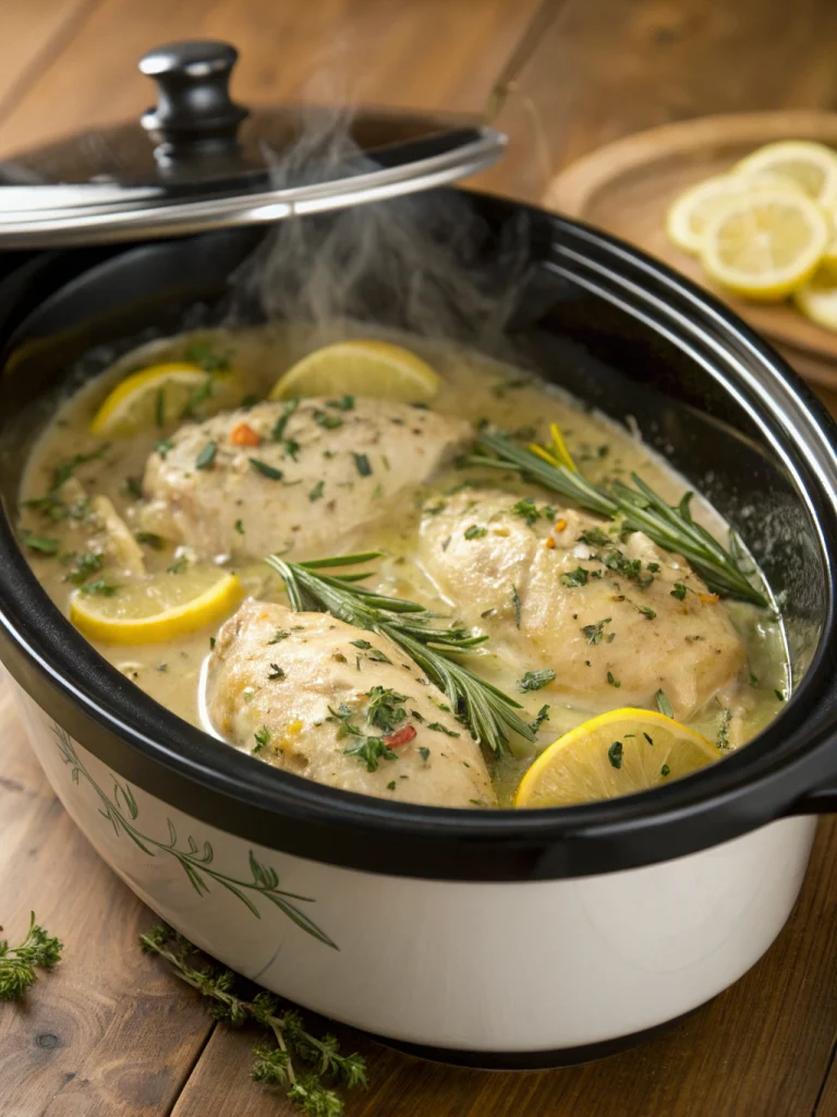 slow cooker creamy lemon herb chicken