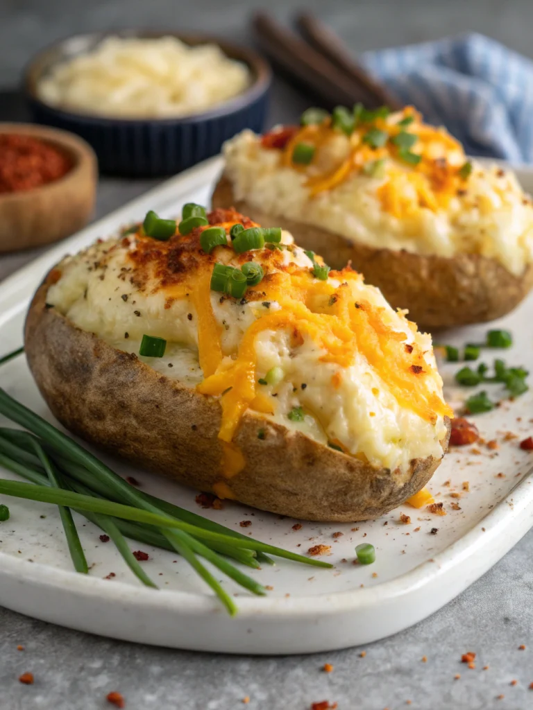 Cheddar Chive Twice Baked Potatoes