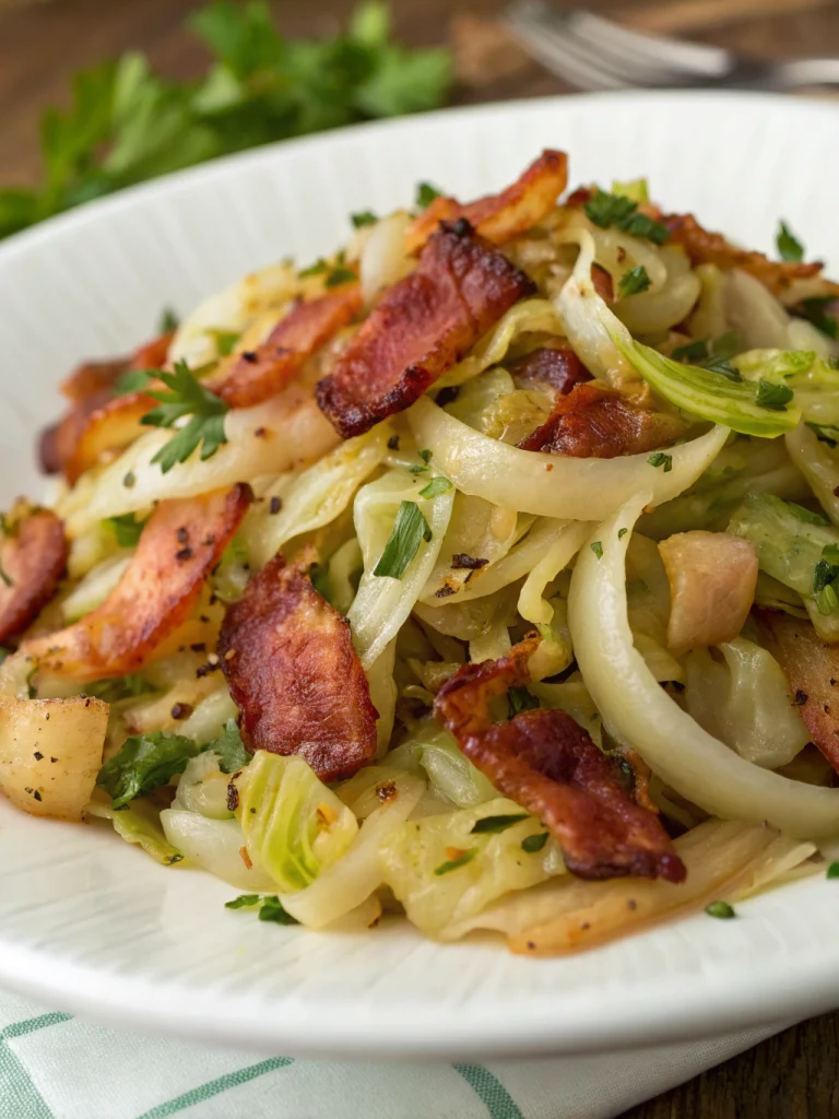 Fried Cabbage Bacon Onions