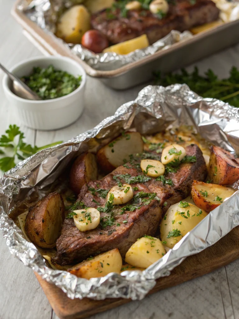 Garlic Steak and Potato Foil Packs