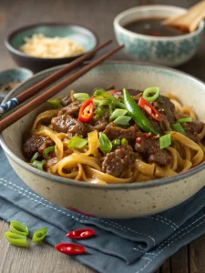 Mongolian Ground Beef Noodles
