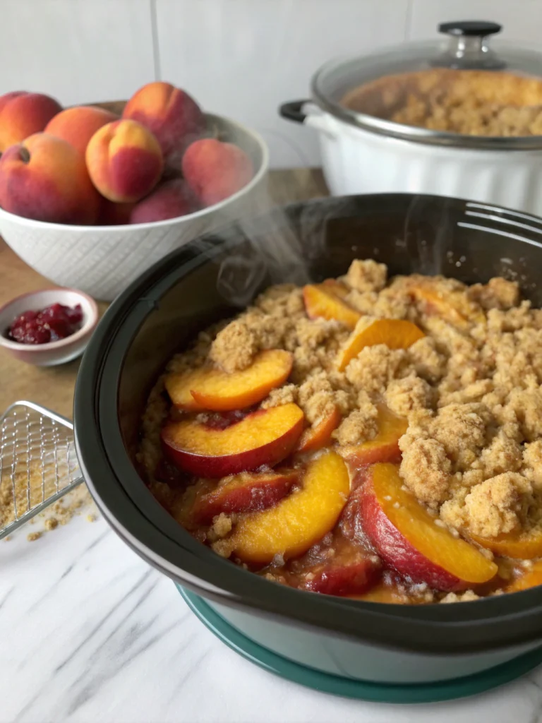 Slow Cooker Peach Dump Cake
