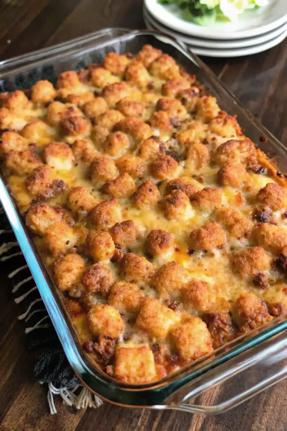 Delicious Tator Tot Casserole, an easy-to-make meal that’s loved by kids and adults alike.