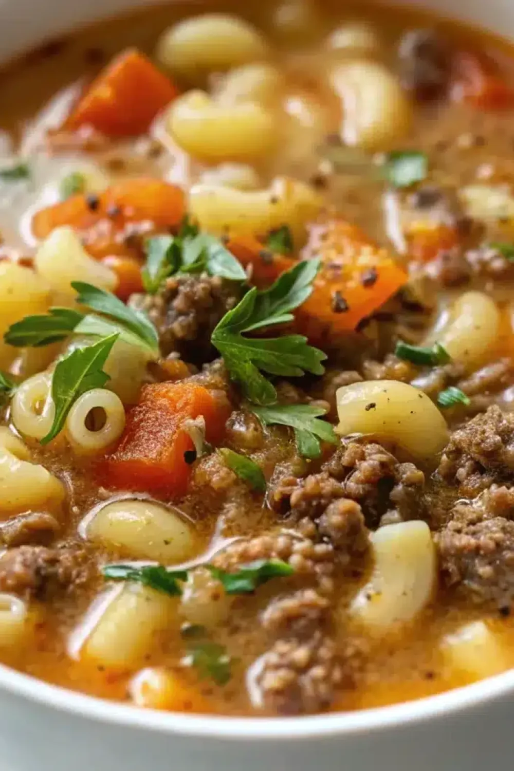 6 one pot macaroni cheeseburger soup 1