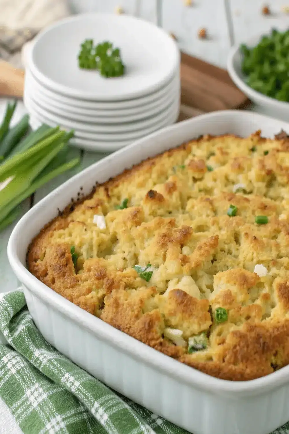 Cornbread Dressing made with moist cornbread, savory seasonings, and herbs for a classic holiday side dish.