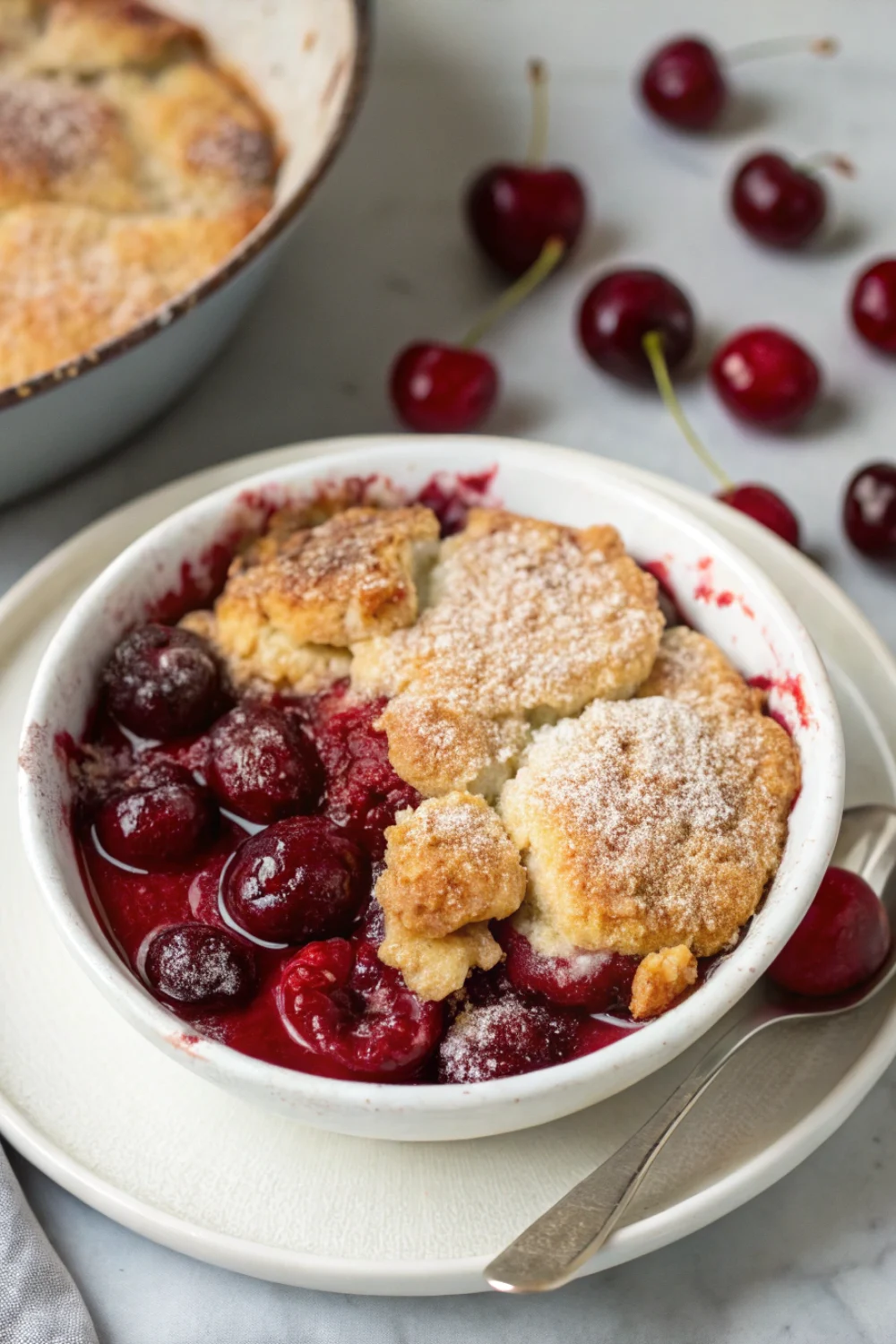 Cherry Cobbler with Sugar Crust