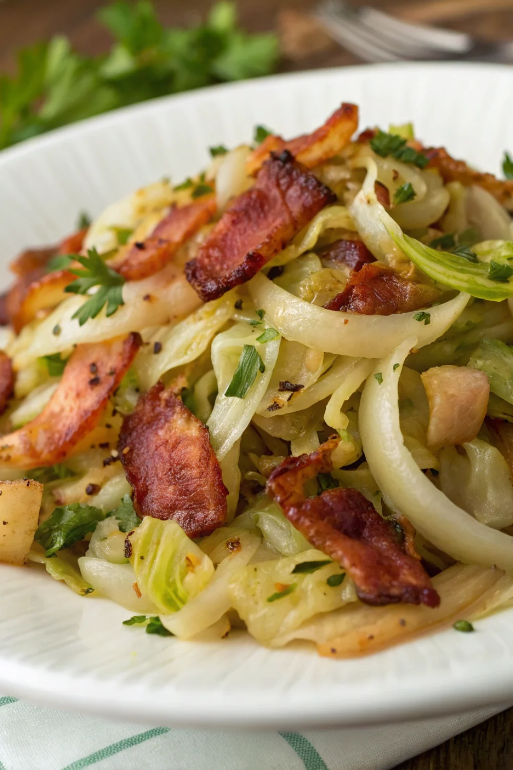 Fried Cabbage Bacon Onions