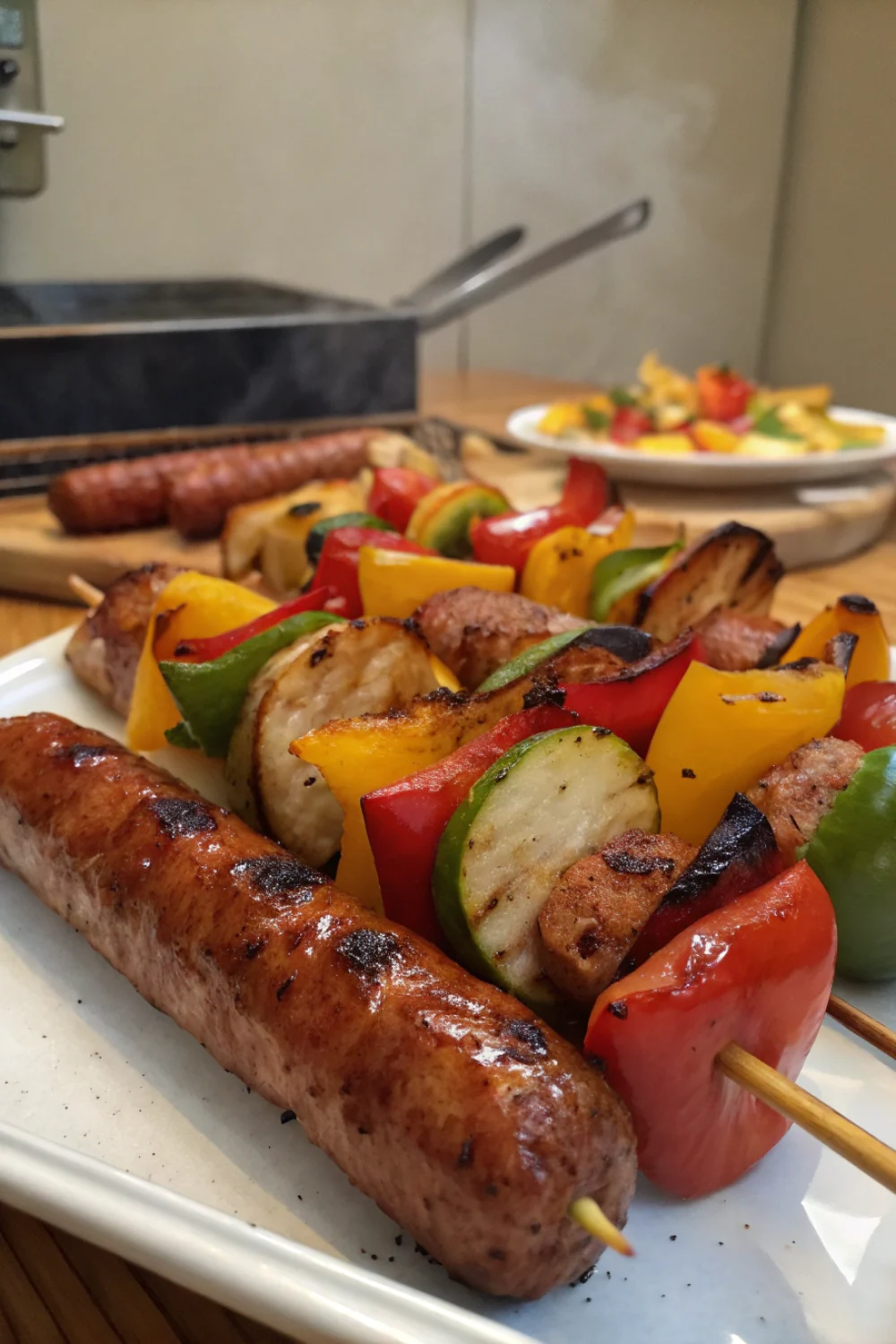 Grilled Sausage Pepper Skewers