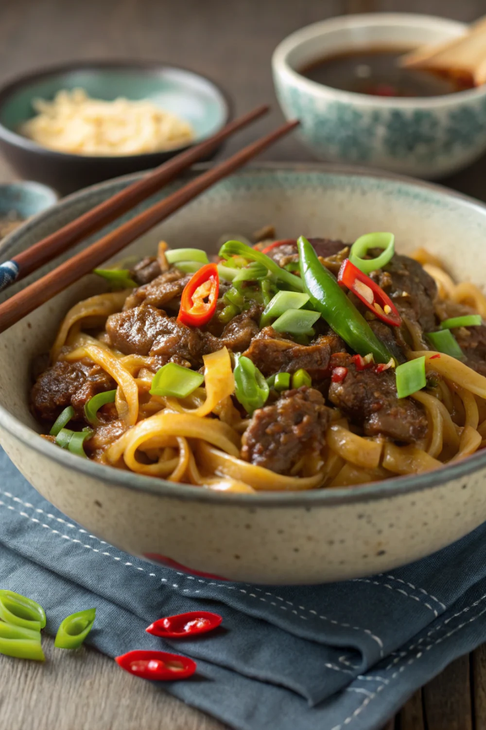 Mongolian Ground Beef Noodles