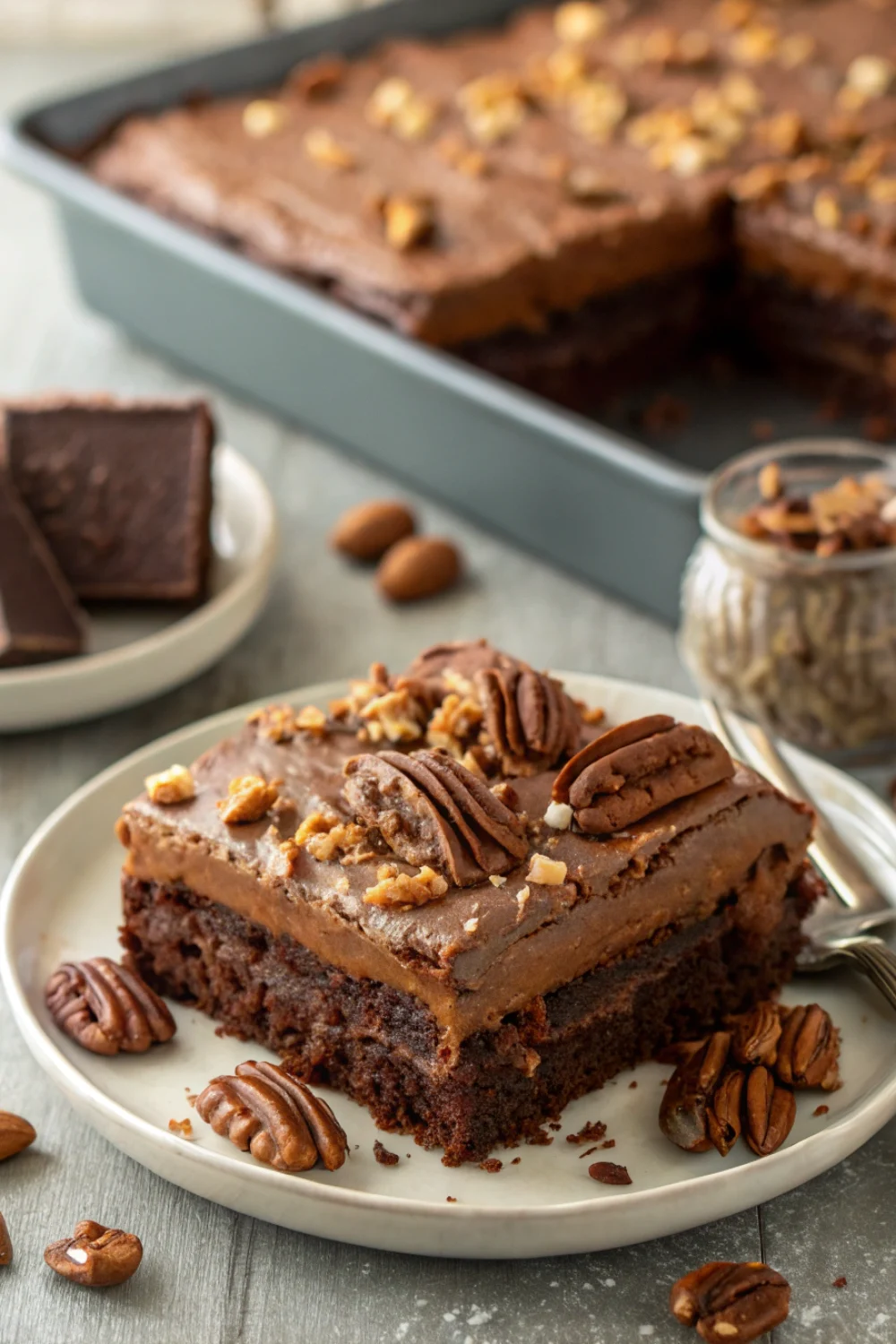 Old Southern Chocolate Pecan Sheet Cake