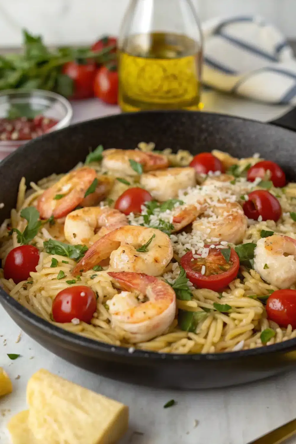 Shrimp Orzo Skillet