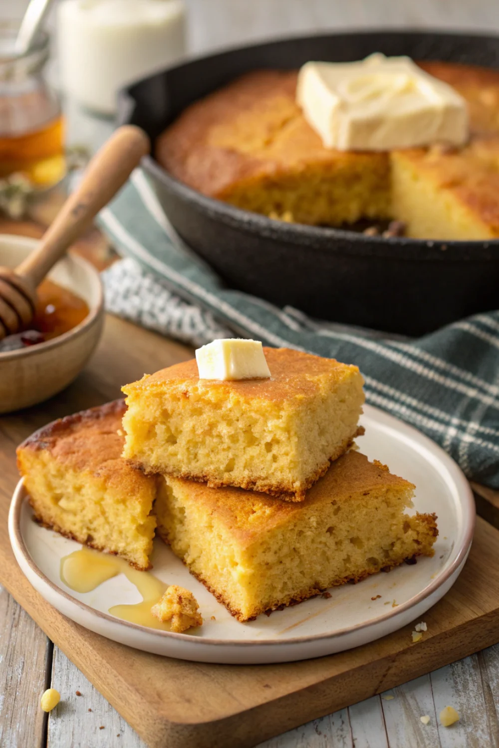 Skillet Cornbread with Honey Butter
